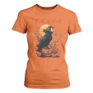 Funny Halloween F Caw F T Shirt For Women Black Crow Moon Gothic Spooky Season TS11 Orange Print Your Wear