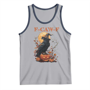Funny Halloween F Caw F Tank Top Black Crow Moon Gothic Spooky Season TS11 Athletic Heather Navy Print Your Wear