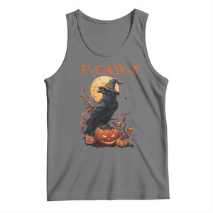Funny Halloween F Caw F Tank Top Black Crow Moon Gothic Spooky Season TS11 Black Heather Print Your Wear