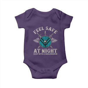 Funny Feel Safe At Night Sleep With A Shieldmaiden Baby Onesie Viking Pride TS11 Purple Print Your Wear
