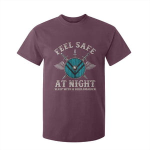 Funny Feel Safe At Night Sleep With A Shieldmaiden T Shirt For Kid Viking Pride TS11 Maroon Print Your Wear