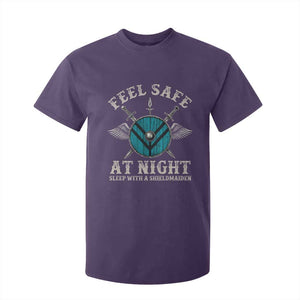 Funny Feel Safe At Night Sleep With A Shieldmaiden T Shirt For Kid Viking Pride TS11 Purple Print Your Wear