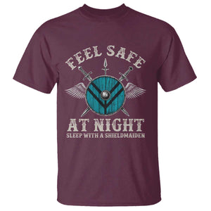 Funny Feel Safe At Night Sleep With A Shieldmaiden T Shirt Viking Pride TS11 Maroon Print Your Wear