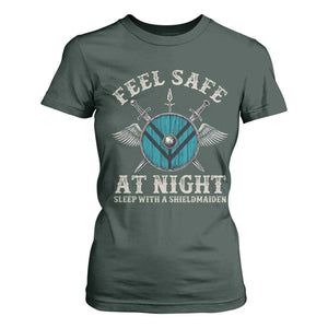 Funny Feel Safe At Night Sleep With A Shieldmaiden T Shirt For Women Viking Pride TS11 Dark Forest Green Print Your Wear