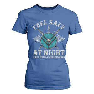 Funny Feel Safe At Night Sleep With A Shieldmaiden T Shirt For Women Viking Pride TS11 Royal Blue Print Your Wear