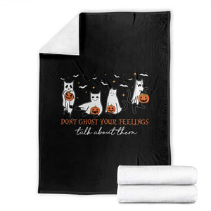 Halloween School Counselor Throw Blanket Don't Ghost Your Feelings Talk About Them Ghost Cats TS11 Black Print Your Wear