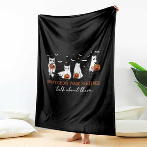 Halloween School Counselor Throw Blanket Don't Ghost Your Feelings Talk About Them Ghost Cats TS11 Print Your Wear