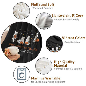 Halloween School Counselor Throw Blanket Don't Ghost Your Feelings Talk About Them Ghost Cats TS11 Print Your Wear