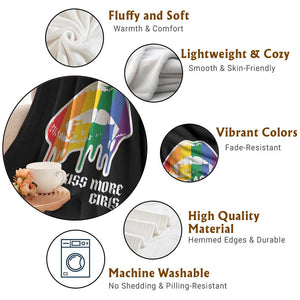 LGBT Lesbian Halloween Throw Blanket Kiss More Girls Rainbow Vampire Lips TS11 Print Your Wear