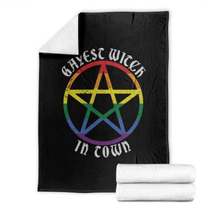 Halloween LGBT Throw Blanket Gayest Witch In Town Rainbow Pentagram Star TS11 Black Print Your Wear