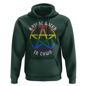 Halloween LGBT Hoodie Gayest Witch In Town Rainbow Pentagram Star TS11 Dark Forest Green Print Your Wear