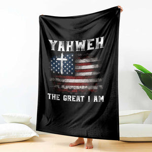 Yahweh The Great I Am Christian Faith Throw Blanket Vintage American Flag TS11 Print Your Wear