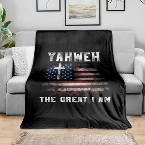 Yahweh The Great I Am Christian Faith Throw Blanket Vintage American Flag TS11 Print Your Wear