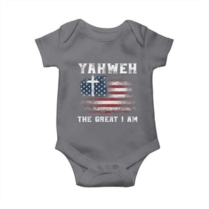 Yahweh The Great I Am Christian Faith Baby Onesie Vintage American Flag TS11 Charcoal Print Your Wear