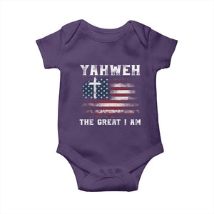 Yahweh The Great I Am Christian Faith Baby Onesie Vintage American Flag TS11 Purple Print Your Wear