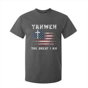 Yahweh The Great I Am Christian Faith T Shirt For Kid Vintage American Flag TS11 Dark Heather Print Your Wear