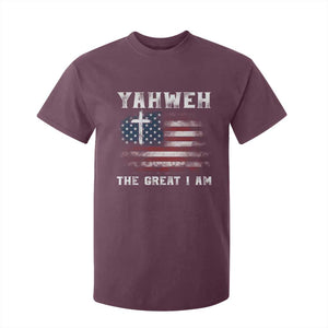 Yahweh The Great I Am Christian Faith T Shirt For Kid Vintage American Flag TS11 Maroon Print Your Wear