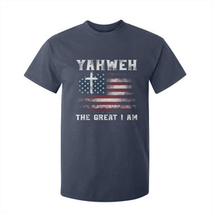 Yahweh The Great I Am Christian Faith T Shirt For Kid Vintage American Flag TS11 Navy Print Your Wear