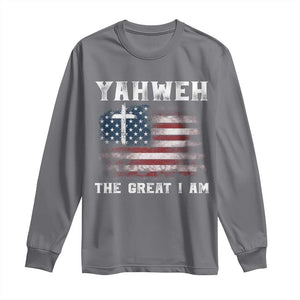 Yahweh The Great I Am Christian Faith Long Sleeve Shirt Vintage American Flag TS11 Charcoal Print Your Wear