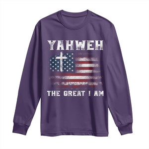 Yahweh The Great I Am Christian Faith Long Sleeve Shirt Vintage American Flag TS11 Purple Print Your Wear