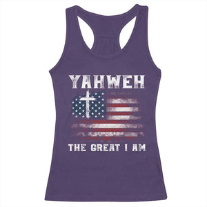 Yahweh The Great I Am Christian Faith Racerback Tank Top Vintage American Flag TS11 Purple Print Your Wear