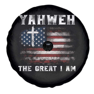 Yahweh The Great I Am Christian Faith Spare Tire Cover Vintage American Flag TS11 Print Your Wear