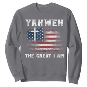 Yahweh The Great I Am Christian Faith Sweatshirt Vintage American Flag TS11 Charcoal Print Your Wear