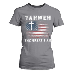 Yahweh The Great I Am Christian Faith T Shirt For Women Vintage American Flag TS11 Charcoal Print Your Wear