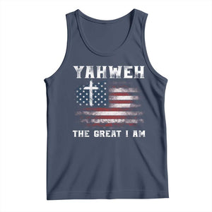 Yahweh The Great I Am Christian Faith Tank Top Vintage American Flag TS11 Navy Print Your Wear