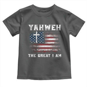 Yahweh The Great I Am Christian Faith Toddler T Shirt Vintage American Flag TS11 Dark Heather Print Your Wear