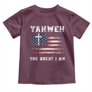 Yahweh The Great I Am Christian Faith Toddler T Shirt Vintage American Flag TS11 Maroon Print Your Wear