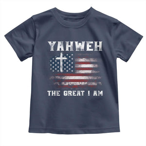 Yahweh The Great I Am Christian Faith Toddler T Shirt Vintage American Flag TS11 Navy Print Your Wear