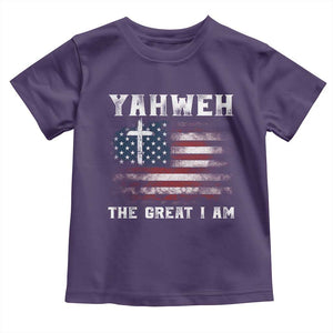 Yahweh The Great I Am Christian Faith Toddler T Shirt Vintage American Flag TS11 Purple Print Your Wear