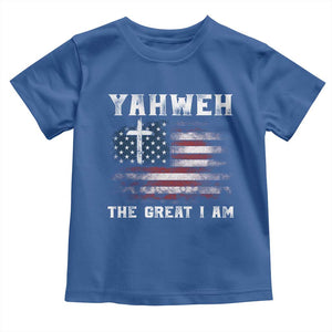 Yahweh The Great I Am Christian Faith Toddler T Shirt Vintage American Flag TS11 Royal Blue Print Your Wear