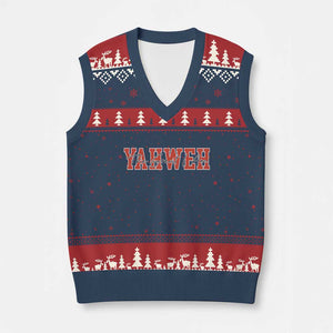 Yahweh The Great I Am V-Neck Knit Sweater Vest Christian Religious Faith TS11 Navy Red Print Your Wear