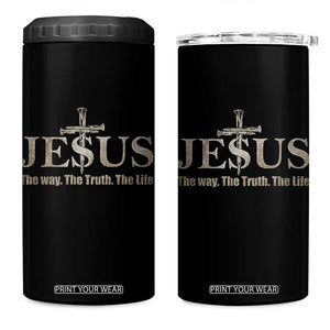 Jesus The Way The Truth The Life 4 in 1 Can Cooler Tumbler Christian Cross Nails TS11 One Size: 16 oz Black Print Your Wear