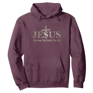 Jesus The Way The Truth The Life Hoodie Christian Cross Nails TS11 Maroon Print Your Wear