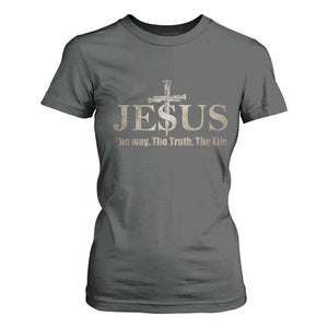 Jesus The Way The Truth The Life T Shirt For Women Christian Cross Nails TS11 Dark Heather Print Your Wear