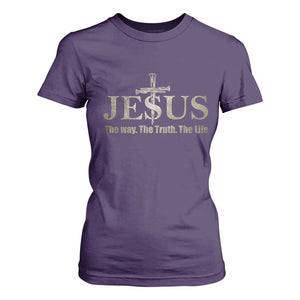 Jesus The Way The Truth The Life T Shirt For Women Christian Cross Nails TS11 Purple Print Your Wear