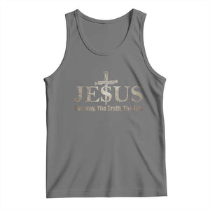 Jesus The Way The Truth The Life Tank Top Christian Cross Nails TS11 Black Heather Print Your Wear