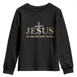 Jesus The Way The Truth The Life Youth Sweatshirt Christian Cross Nails TS11 Black Print Your Wear