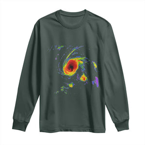 Hurricane Gabrielle 2025 Long Sleeve Shirt Meteorologist Weather Radar Storm Chasing TS11 Dark Forest Green Print Your Wear