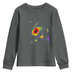 Hurricane Gabrielle 2025 Youth Sweatshirt Meteorologist Weather Radar Storm Chasing TS11 Dark Heather Print Your Wear