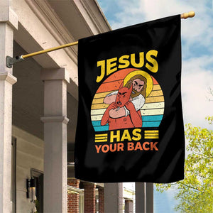 Funny Jesus Has Your Back Garden Flag Jiu Jitsu Retro Christian TS11 Print Your Wear