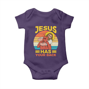 Funny Jesus Has Your Back Baby Onesie Jiu Jitsu Retro Christian TS11 Purple Print Your Wear