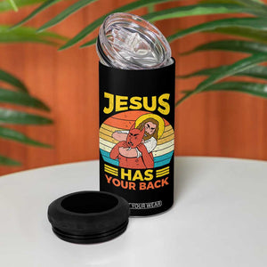 Funny Jesus Has Your Back 4 in 1 Can Cooler Tumbler Jiu Jitsu Retro Christian TS11 Print Your Wear
