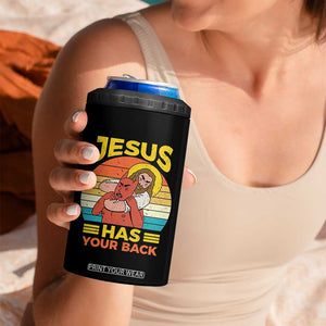 Funny Jesus Has Your Back 4 in 1 Can Cooler Tumbler Jiu Jitsu Retro Christian TS11 Print Your Wear