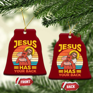Funny Jesus Has Your Back Ceramic Ornament Jiu Jitsu Retro Christian TS11 Print Your Wear