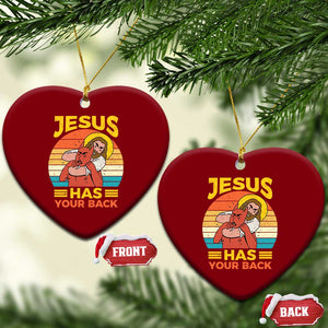 Funny Jesus Has Your Back Ceramic Ornament Jiu Jitsu Retro Christian TS11 Print Your Wear