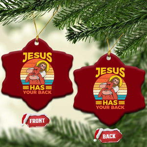 Funny Jesus Has Your Back Ceramic Ornament Jiu Jitsu Retro Christian TS11 Print Your Wear